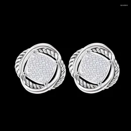 Stud Earrings 925 Silver Jewellery 11mm Pave Diamond Christmas Gifts Mother's Day Valentine's Birthday