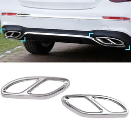 2pcs Gloss Steel Exhaust Sticker Trims Cover For Mercedes Benz GLC A B C E-Class C207 Coupe 2014-2017 W212 W213 W205 X253 C180 C20262I