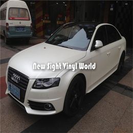 Premium White Satin Pearl Vinyl Wraps Roll Car Stickers Air Bubble Vehicle Wrapping Film Size 1 52 18m285c