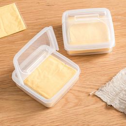 Storage Bottles 2PC Transparent Butter Cheese Box Burr-free Fruit Vegetable Crisper Sealing Container Durable PP Flip Lid Reusable