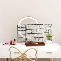 Jewellery Pouches Organiser Stand Tray Detachable Metal With Wood Base 4 Tiers Display Rack For Earrings Countertop Shop Showcase Dresser