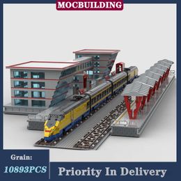 Other Toys MOC Modern City Railway Station Model Building Block Assembly Street View Collection Series Toy Gift Set 230815