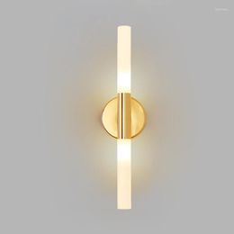 Wall Lamp LED Nordic Double Head Sconce Metal And Acrylic Tube Up Down Light For Bedroom Foyer Living Room Indoor Decors