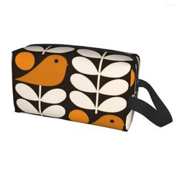 Cosmetic Bags Multistem Birds Black White Orange Toiletry Bag Scandi Makeup Organiser Ladies Beauty Storage Dopp Kit Box