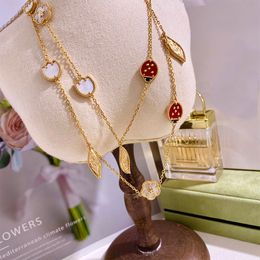 Pendant Necklaces Lucky Flower Clover Necklace for Women Gifts 925 Sterling Silver Gold Plated Europe Brand Luxury Designer Jewellery Long Necklace 230815