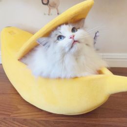 kennels pens Banana cat bed house cute and comfortable cat cushion bed warm and durable portable pet basket kennel dog mat cat supplies 230816