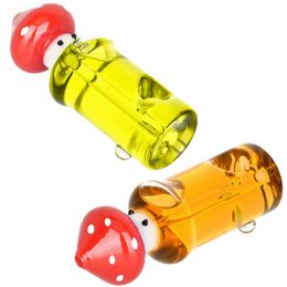 Latest Colorful Mushroom Style Pyrex Thick Glass Hand Pipes Portable Filter Herb Tobacco Spoon Bowl Smoking Bong Holder Innovative Freezable Liquid Tube