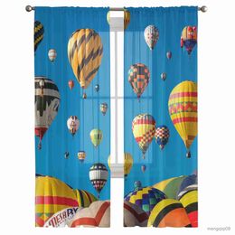 Curtain Colourful Air Balloon Bedroom Tulle Curtains Hotel Home Decor Sheer Curtains for Living Room Chiffon Printed Drapes