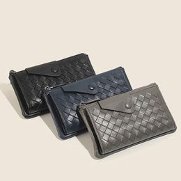 Luxury Brand Key Case Fashion Designer Mini Wallet Authentic Leather Weave Minimalist 2023 New Black Pink Full Set Brand Packaging