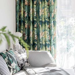 Curtain Modern Green floral Curtains for Living Room Bedroom Window Curtain for Window Drapes