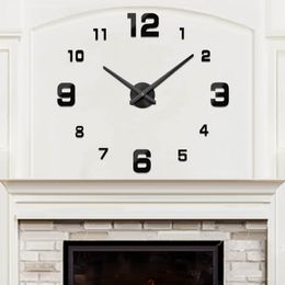 Wall Clocks Modern Frameless DIY Wall Clock Large 3D Wall Watch Acrylic Mirror Numbers Wall Stickers for Home Office Decorations Horloge 230815