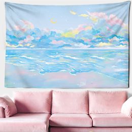 Tapestries Pink Colorful Clouds Starry Tapestry Moon Starry Universe Wall Hanging Room Child Dorm Home Decor