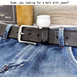 Belts Europe And The United States Retro Men's Leather Lead Layer Real Needle Buckle Casual Trend Belt