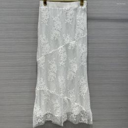 Skirts Skirt Women Spring Summer Cotton White High-waist Straight Lace Long Elegant Sweet Versatile Slim Fit Female Clothing