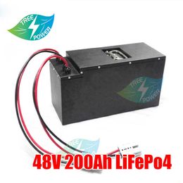 48V 200Ah LiFepo4 Lithium Battery Pack for Solar System Inverter 5000W Golf Trolley Energy Storage Boat RV+10A Charger
