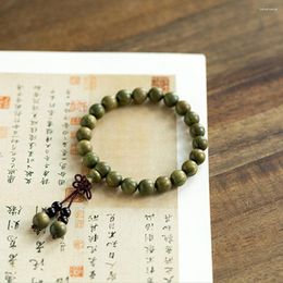 Strand Trendy Wooden Buddha Beads Hand-woven Green Sandalwood Women Bracelet Braided Hand Rope Chinese Style