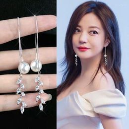 Dangle Earrings Style Fashion Silver Plated Pearls For Women Girl Gift Tassel Drop Charm Wedding Jewellery