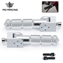 1Pair M8 Universal Motorcycle Motor Bike Folding Footrests Footpegs Foot Rests Pegs Rear Pedals Set CNC Aluminum Motorcycle Part PQY-SC18