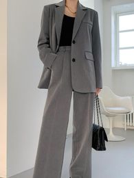 Women's Two Piece Pants Trousers Suit Casual Long Sleeve Jacket & High Waist Pant Female 2 Pieces Blazer Set Ladies Fashion Elegant