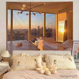 Tapestries Landscape Decorative Wall Tapestry Outside The Window Digital Printing Background Decorative Fabric Cloth R230816