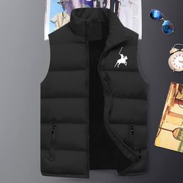 Men s Vests est Funny Polo Printed Sleeveless Jacket Man Autumn and Winter Warm Windproof England Style Down Vest for Male 230815