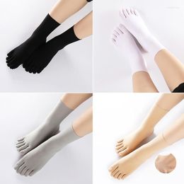 Women Socks Men Five Fingers Breathable Toe Sports Running Solid Color Cotton Silk Short Sock