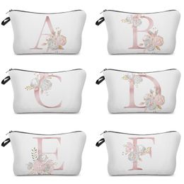 Cosmetic Bags Flowers Alphabet Printed Bridal Party Make Up Pouch Necessaries Lady Tote Bride Bridesmaid Proposal Gift 230815