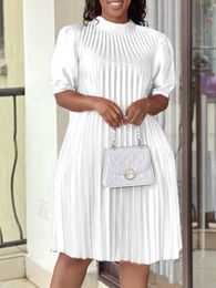 Plus size Dresses Pleated African Dres Summer Fashion Loose Africa Clothes Casual Short Sleeve Elegant Midi Vestido Lady Robe Femme 230816