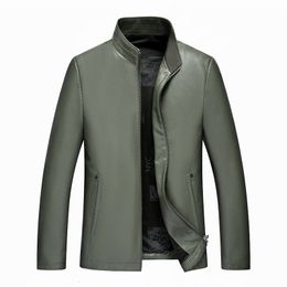 Men's Jackets A2263 Spring Men's Leather Jacket Standing Collar Jacket Casual Business High-End Jacket Thick And Thin Can Choose 230815