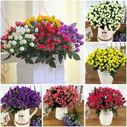Decorative Flowers 36 Heads Artificial Silk Bunch Wedding Home Celebrate Outdoor Bouquet Mini Bud Potted Ornamental Flower