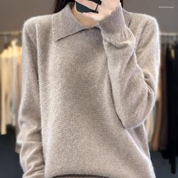 Women's Sweaters Wool Cashmere Sweater Loose Polo Collar Pullover Casual Knitted Top Autumn/Winter Jacket Korean Fashion