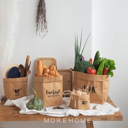 Storage Bags 5PCS/SET.Washable Kraft Paper Plant Flowers Pots Reusable Durable Bag For Food.Fruit.Toys .Home Decor