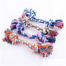 Dog Toys Chews Pet Toy Cotton Braided Bone Rope Double Knot Trumpet Chew For Puppy Drop Delivery Home Garden Supplies Dhyfx Dhhqv