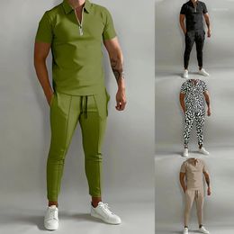 Men's Tracksuits Spring Autumn 2023 Mens Sets 3D Digital Printing Short-sleeved Polo Trousers Leisure Sports Suit Male Two Piece