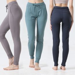 Yoga clothes Ready to feel naked women's casual pants stretch high waist girdle foot exercise fitness line jogging pants