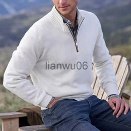 Men's Sweaters Men Casual Plain Knitting Polo Shirts Sweater Autumn Stand Collar Zipper Male Tops Jumper Winter Long Sleeve Pullover Sweatshirt J230806