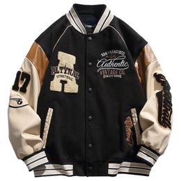 Men s Jackets European and American flocked retro Baseball uniform Spring autumn loose versatile letter jacket Trendy lovers 230815