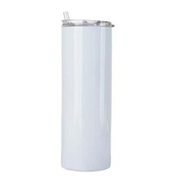 20oz Sublimation Matte Straight Tumbler with Rubber Bottoms Steel Straws Stainless Steel Skinny Tumbler Insulation Water Bottle A02 Xudis