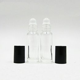 5ML 5G Clear Roll On Bottle Essential Oil With Glass Roller Ball Black Cap Fragrance Perfume Roll-on Bottle Xapxc