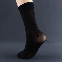 Women Socks Breathable Transparent Korean Style Fashion Black Letter Print Japanese Hosiery High Knee Nylon Silk Stockings