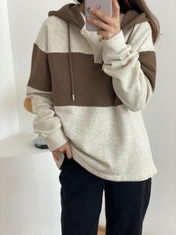 Women's Hoodies Cotton Loose Terry Hoodie Coat 2023 Autumn Winter Quarter Zip Up Panelled Casual Basic Hooded Sweatshirt