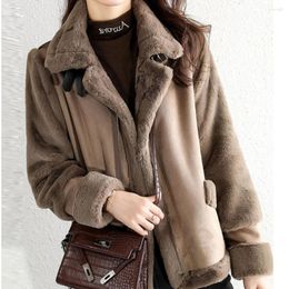 Damenfell Wintermantel für Frauen warme künstliche Jacke gefälschte flauschige Bürodame Vintage in externer Kleidung Designer Luxus