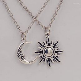 Pendant Necklaces European And American Style Valentine's Day Moon Sun Short Silver Color Necklace Unisex Alloy Electroplating Tattoo