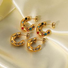Hoop Earrings Luxury Fine Jewellery Gold Plated Stainless Steel Cubic Zircon For Women