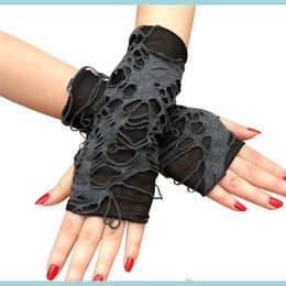 Fingerless Gloves Men Women Black Beggar Glove Pure Colour Lady Cosplay Clothes Parts Fashion Punk Drop Delivery Accessories Hats Scarv Dh0Ih