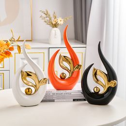 Decorative Objects Figurines Ceramic Seedling of Life Ornaments Abstract Art Modern Home Decoration Office Wine Cabinet TV Highend Gifts 230815