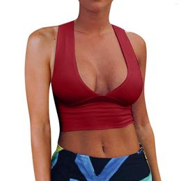 Camisoles & Tanks Tops Fashion Sexy Tank Tight Out Deep Hollow V-Neck Sleeveless Women's Blouse Active Women Top