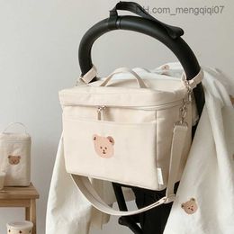 Diaper Bags Milancel Mommy insulated bag embroidered bear stroller portable storage bag Z230816