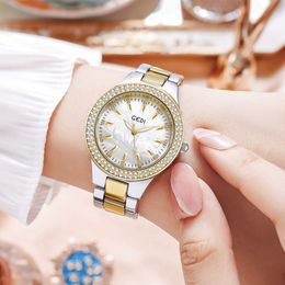 Womens simple light luxury fashion plate gold stainless steel waterproof quartz watch montre de luxe gifts