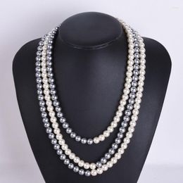 Chains Fashionable Multi-layer Mixed Color Pearl Necklace Versatile European And American Style Sweater Chain Collarbone Jewelry